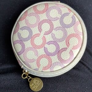 Coach Cream with Pink and Purple Circle Pattern Coin Purse